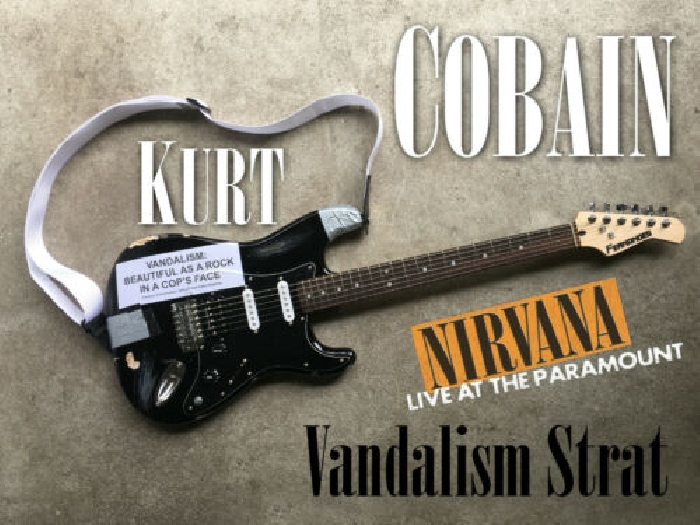 Kurt Cobain Vandalism Strat guitar Fender Squier NIRVANA *Live at the PARAMOUNT*