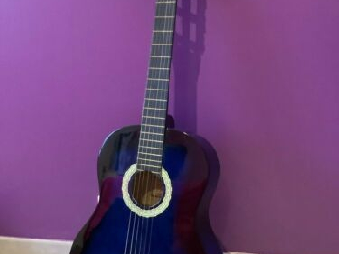 guitare classique de la marque Ashley de couleur bleu, noir