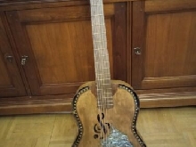 Guitare mandoline ancienne fin XIXème signée Géroluth incrustation de nacre 